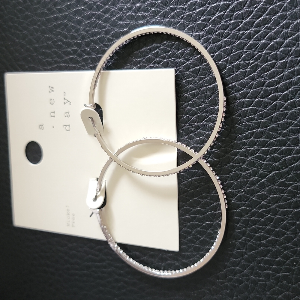 Hoop with Pave Stones Earrings